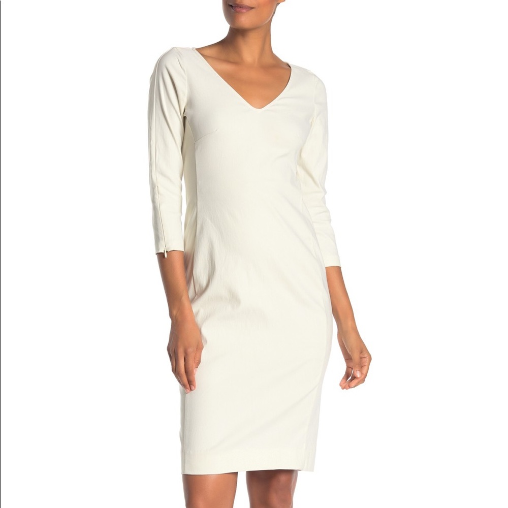 NEW JARBO Gray V-Neck Dart Sheath Dress Size 38 (US 8-10)